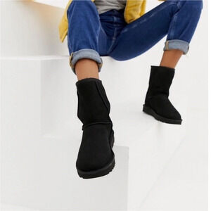 UGG Classic Short II Black Suede Boots